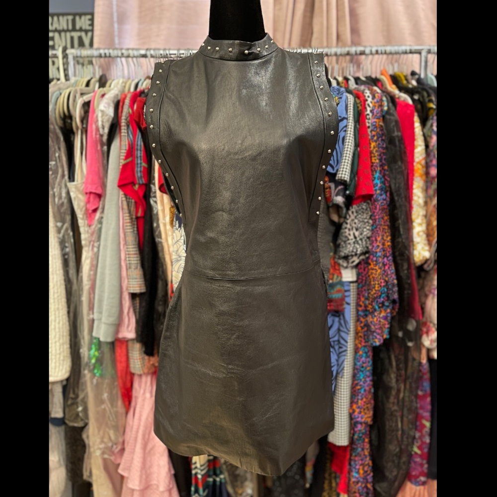 SAINT LAURENT leather mini dress